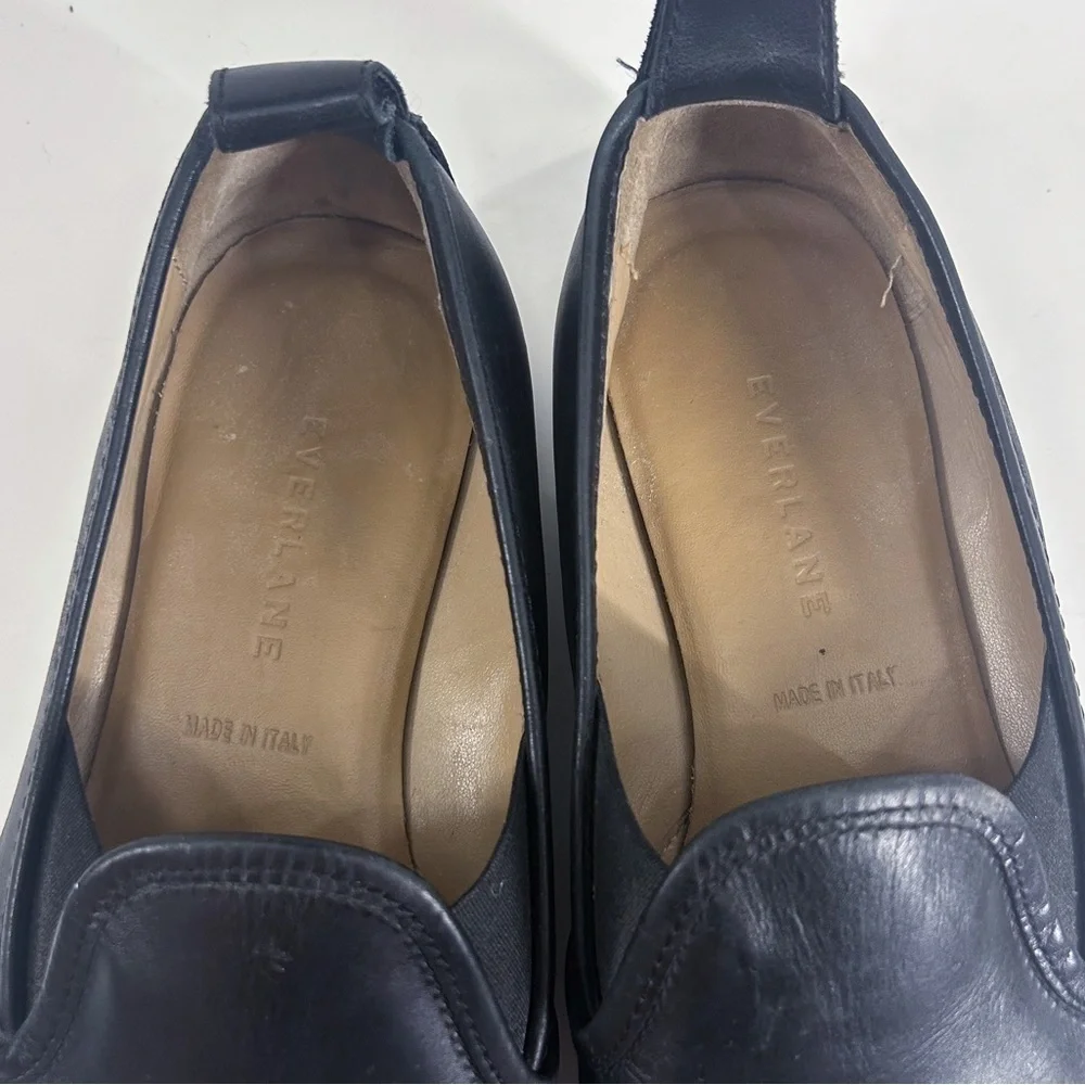 Everlane The Leather Street Shoe Black Slip On Sneakers Size 7.5